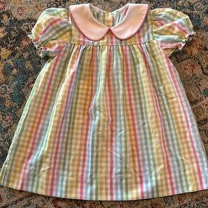 The Beaufort Bonnet Company Pastel Gingham Dress with Pink Peter Pan Collar